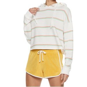 NWT SO Cropped Sweatshirt Hoodie Rainbow Stripes French Terry Size M Juniors